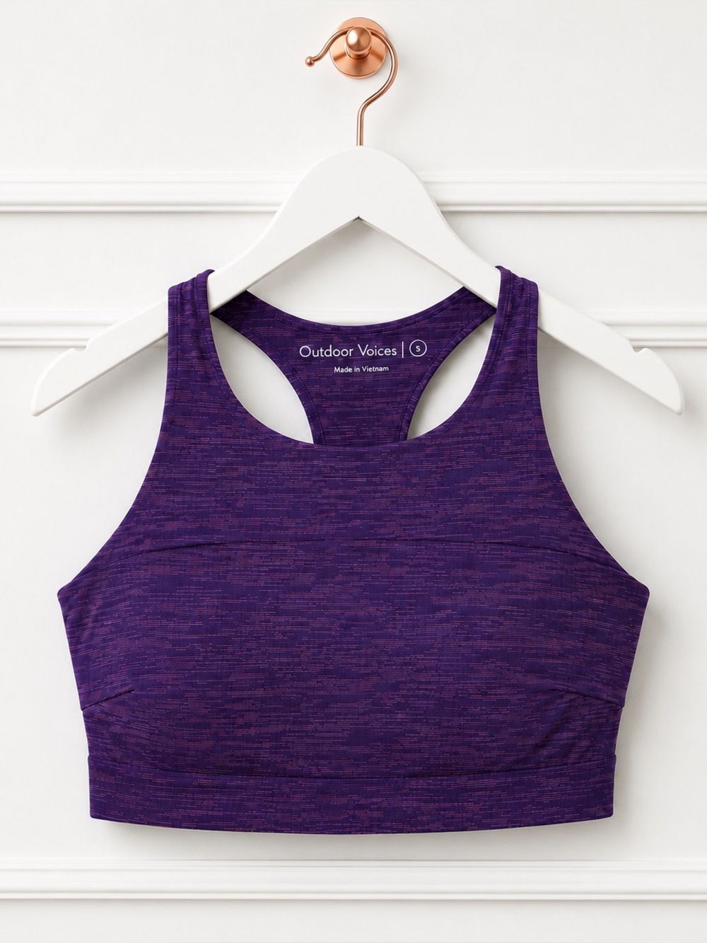 Outdoor Voices Womens Small Purple Longline Sports Bra Racerback Gym Crop Top